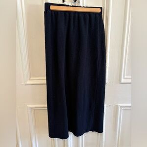 Artemesia Wool Midi Straight Skirt- Navy